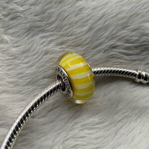 Pandora Murano Yellow Candy Stripe Bead